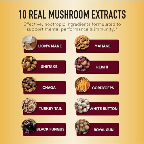 SMNutrition Pilz-Gummis für Erwachsene | Mit Löwenmähne, Truthahnschwanz, Reishi, Cordyceps, Chaga & Maitake | Unterstützt kognitive Funktion & Immunsystem | Himbeergeschmack | 60 Stück