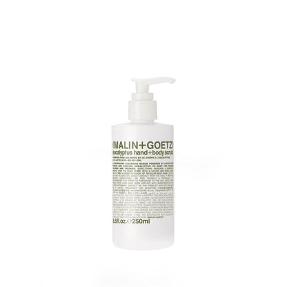 MALIN+GOETZ Eucalyptus Hand+Body Scrub | Peeling mit Milchsäure, Mandelsäure, Bimsstein + Niacinamid | Tiefenreinigung, Glättung + Aufhellung | Vegan, tierversuchsfrei, parabenfrei (250 ml)