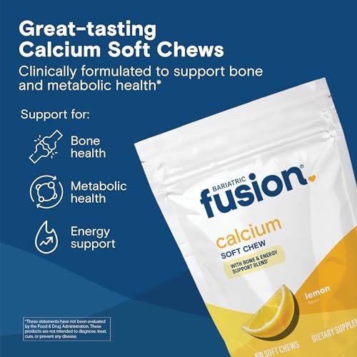 Bariatric Fusion Calcium Supplement Chews | Calciumcitrat mit Vitamin D3 | Zuckerfrei | 500mg | Zitrone | 60 Stück