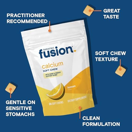 Bariatric Fusion Calcium Supplement Chews | Calciumcitrat mit Vitamin D3 | Zuckerfrei | 500mg | Zitrone | 60 Stück