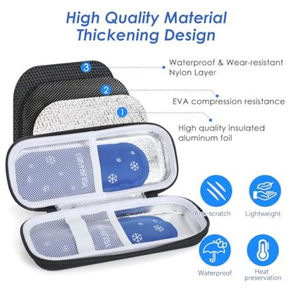 YOUSHARES Insulin-Kühltasche für Reisen, GLP-1 Diabetiker-Medikamenten-Kühltasche für Zepbound und Mounjaro Pen, Kühlschrankzubehör für Diabetes mit 2 TSA-zugelassenen Kühlakkus