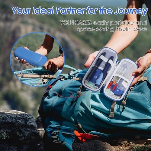 YOUSHARES Insulin-Kühltasche für Reisen, GLP-1 Diabetiker Medikamentenkühltasche für Zepbound und Mounjaro Pen, Kühlschrank-Organizer für Diabetes-Zubehör mit 2 TSA-zugelassenen Kühlakkus