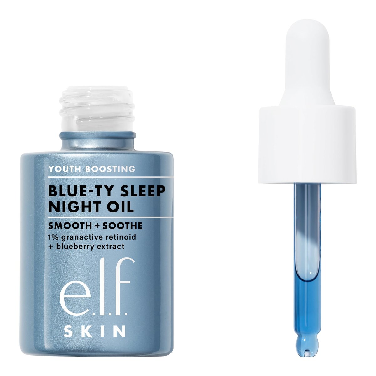 e.l.f. SKIN Youth Boosting Blue-ty Sleep Night Oil – Sanftes Übernacht-Gesichtsöl gegen feine Linien und unebene Textur, leichtgewichtig, vegan & tierversuchsfrei