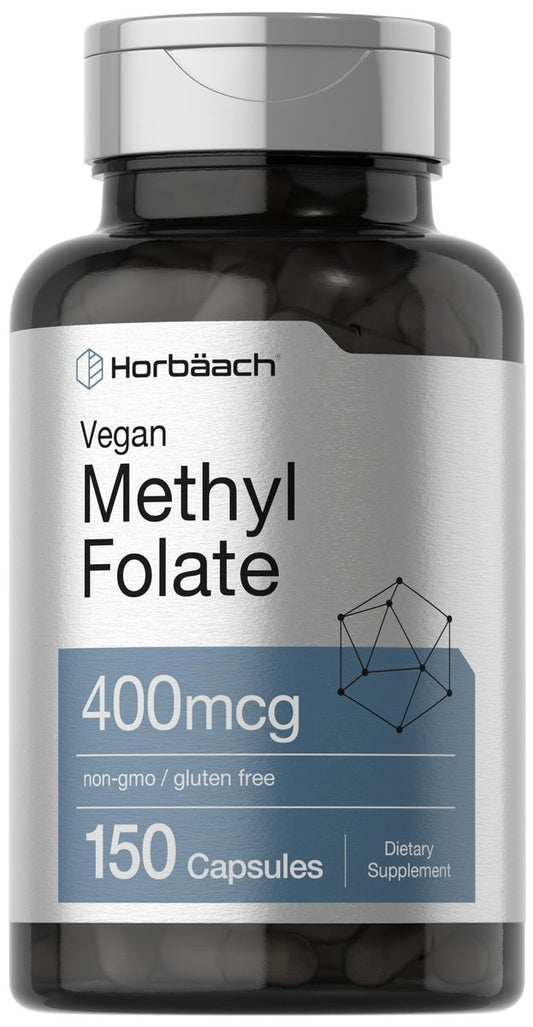 Horbäach Methylfolat 400 mcg | 150 vegane Kapseln | Non-GMO, glutenfrei | Nahrungsergänzungsmittel