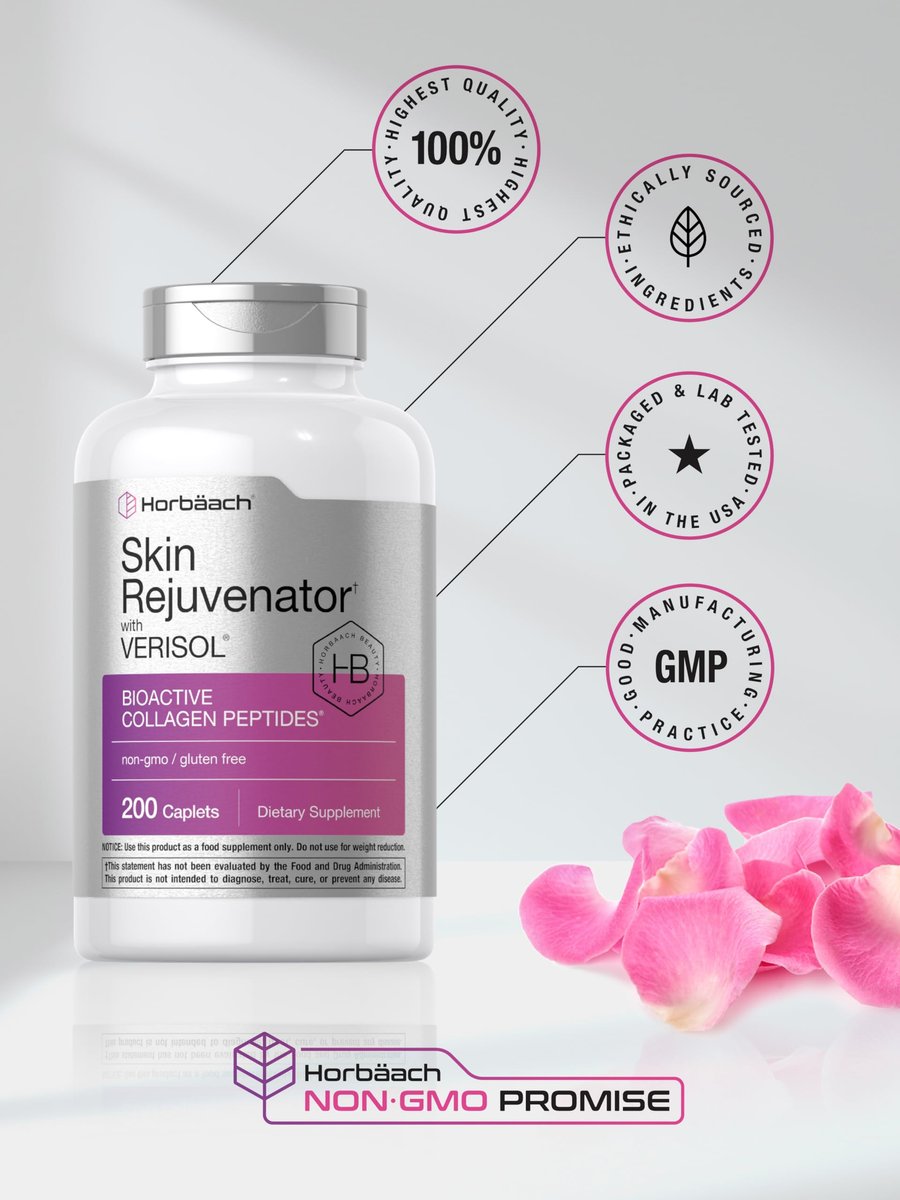 Horbäach Hautverjünger mit Verisol | Bioaktive Kollagenpeptide | 200 Kapseln | Nicht-GMO, Glutenfrei