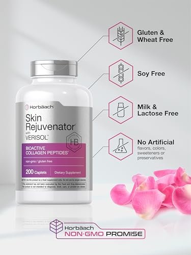Horbäach Hautverjünger mit Verisol | Bioaktive Kollagenpeptide | 200 Kapseln | Nicht-GMO, Glutenfrei