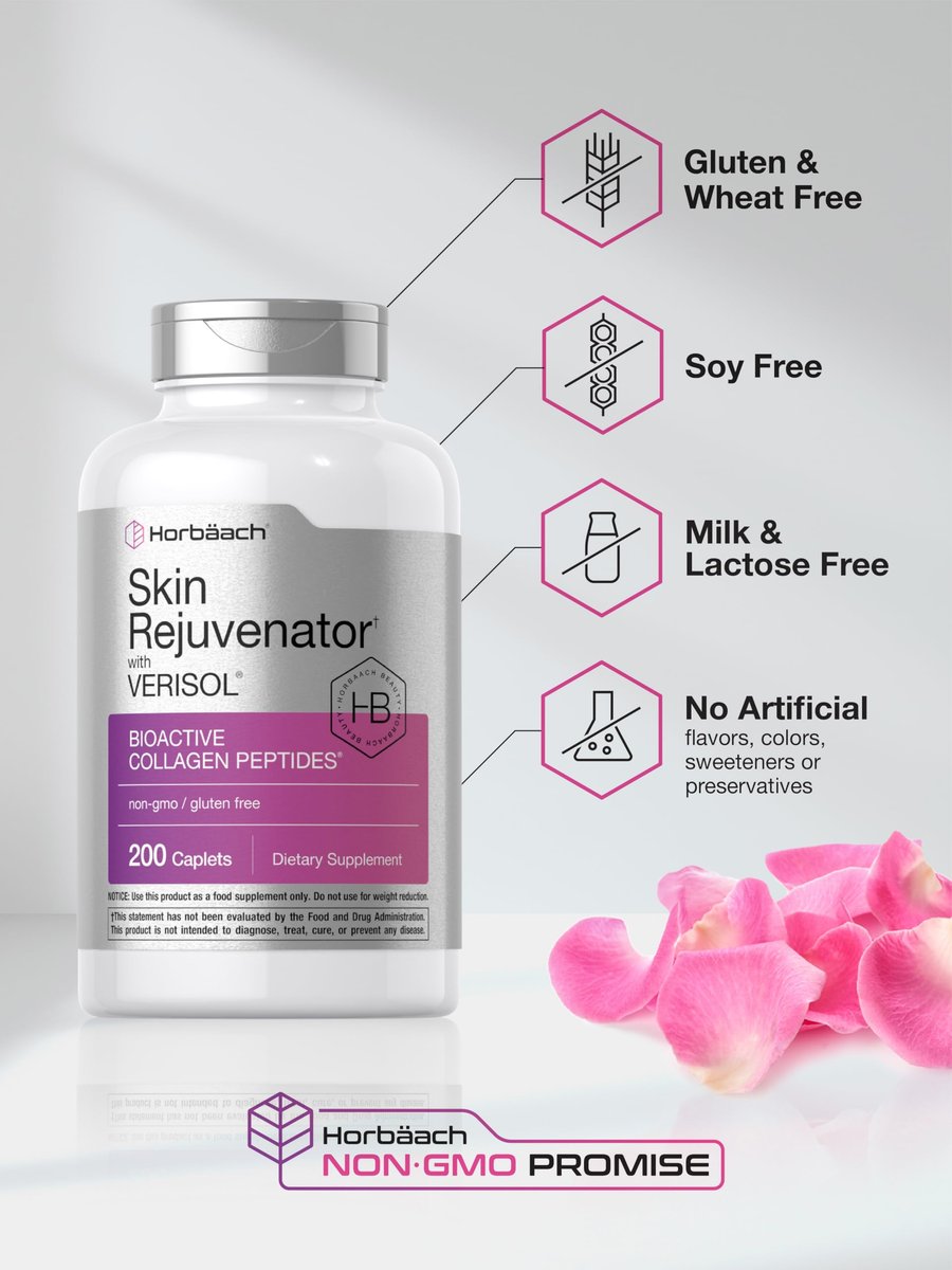 Horbäach Hautverjünger mit Verisol | Bioaktive Kollagenpeptide | 200 Kapseln | Nicht-GMO, Glutenfrei