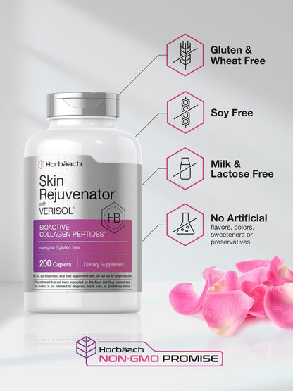 Horbäach Hautverjünger mit Verisol | Bioaktive Kollagenpeptide | 200 Kapseln | Nicht-GMO, Glutenfrei