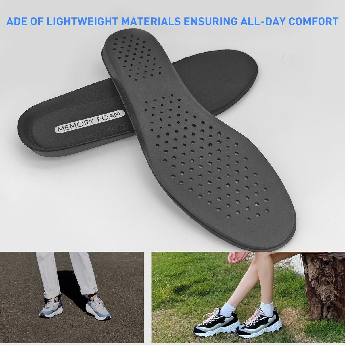 Ersatz-Einlegesohlen für Herrenschuhe, Memory Foam Schuheinlagen für Komfort, Leichtigkeit und Dämpfung, Stoßdämpfend (US Men10.5-EU44)