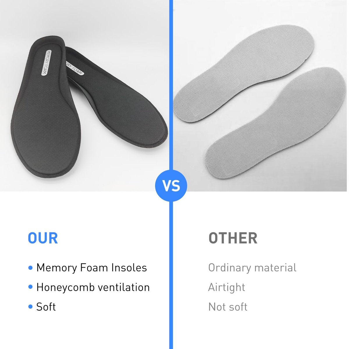 Ersatz-Einlegesohlen für Herrenschuhe, Memory Foam Schuheinlagen für Komfort, Leichtigkeit und Dämpfung, Stoßdämpfend (US Men10.5-EU44)