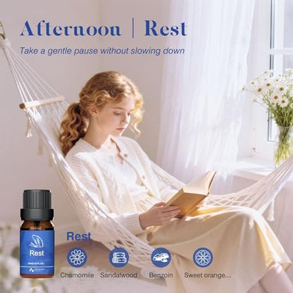 ASAKUKI Ätherische Öle für Diffuser – 6 Stimmungsölmischungen (Atmen, Aufmuntern, Sinnlich, Balance, Entspannen, Ruhe) für Morgen- bis Abendrituale, Zuhause & tägliche Nutzung – Geschenk für Mama