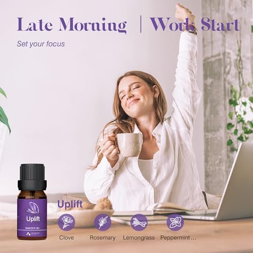 ASAKUKI Ätherische Öle für Diffuser – 6 Stimmungsölmischungen (Atmen, Aufmuntern, Sinnlich, Balance, Entspannen, Ruhe) für Morgen- bis Abendrituale, Zuhause & tägliche Nutzung – Geschenk für Mama