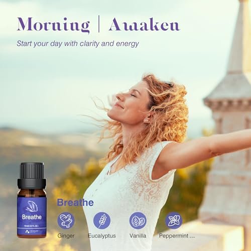 ASAKUKI Ätherische Öle für Diffuser – 6 Stimmungsölmischungen (Atmen, Aufmuntern, Sinnlich, Balance, Entspannen, Ruhe) für Morgen- bis Abendrituale, Zuhause & tägliche Nutzung – Geschenk für Mama
