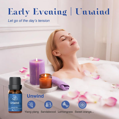 ASAKUKI Ätherische Öle für Diffuser – 6 Stimmungsölmischungen (Atmen, Aufmuntern, Sinnlich, Balance, Entspannen, Ruhe) für Morgen- bis Abendrituale, Zuhause & tägliche Nutzung – Geschenk für Mama