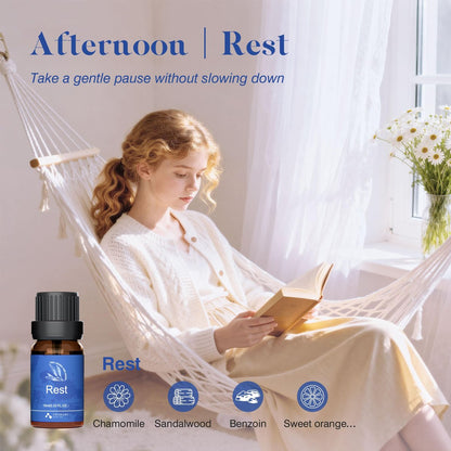 ASAKUKI Ätherische Öle für Diffuser – 6 Stimmungsölmischungen (Atmen, Aufmuntern, Sinnlich, Balance, Entspannen, Ruhe) für Morgen- bis Abendrituale, Zuhause & tägliche Nutzung – Geschenk für Mama