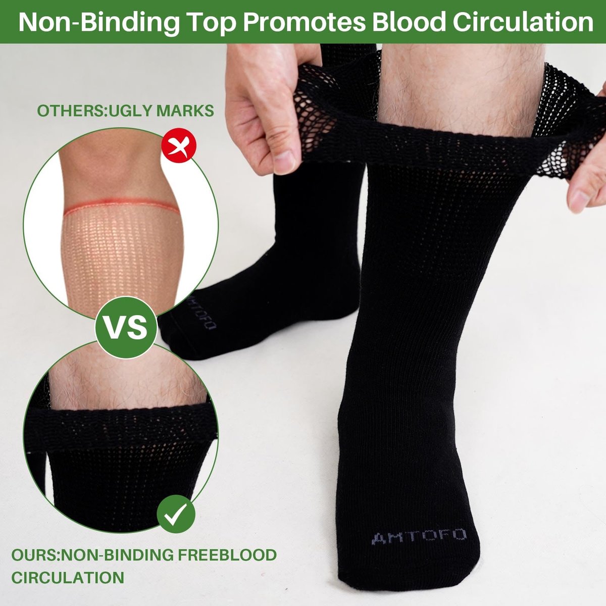 Extra Breite Socken für Geschwollene Füße: 3 Paar Weite Bariatrische Nicht-Einengende Diabetiker Krankenhaus Socken für Herren Damen Plus Size 9-13 bei Ödem Lymphödem Neuropathie Senioren Schwangere Schwarz