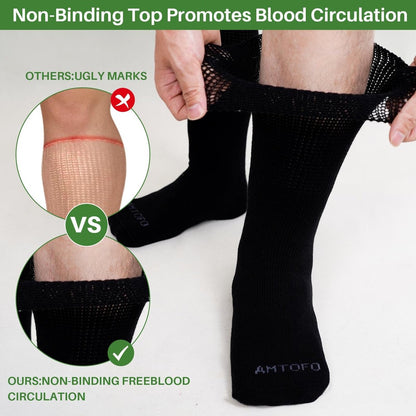 Extra Breite Socken für Geschwollene Füße: 3 Paar Weite Bariatrische Nicht-Einengende Diabetiker Krankenhaus Socken für Herren Damen Plus Size 9-13 bei Ödem Lymphödem Neuropathie Senioren Schwangere Schwarz