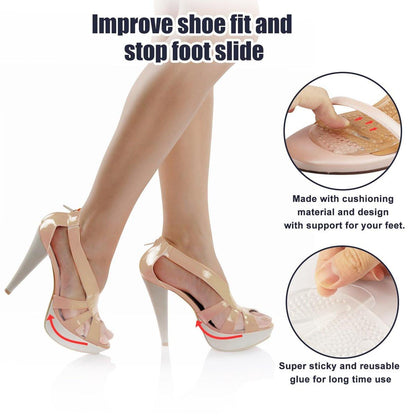 Riootlnm Metatarsal Pads, Ball of Foot Cushions, Fersenpolster für zu große Schuhe, Schmerzlinderung, Anti-Rutsch-Fersengripps für lose Schuhe, Blasen (Transparent)