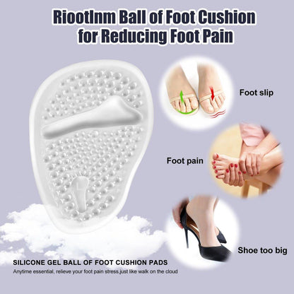Riootlnm Metatarsal Pads, Ball of Foot Cushions, Fersenpolster für zu große Schuhe, Schmerzlinderung, Anti-Rutsch-Fersengripps für lose Schuhe, Blasen (Transparent)