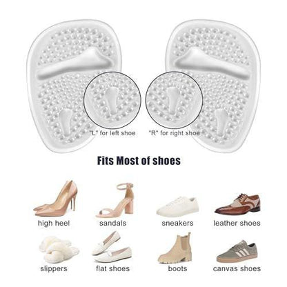 Riootlnm Metatarsal-Pads, Ball-of-Foot-Cushions, Fersenpolster-Einlagen für zu große Schuhe, reduzieren Fußschmerzen, rutschfeste Fersengriffe für lockere Schuhe, Blasen (2 Paar, klar)