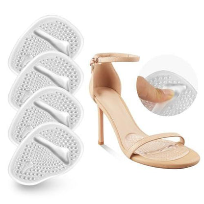 Riootlnm Metatarsal-Pads, Ball-of-Foot-Cushions, Fersenpolster-Einlagen für zu große Schuhe, reduzieren Fußschmerzen, rutschfeste Fersengriffe für lockere Schuhe, Blasen (2 Paar, klar)