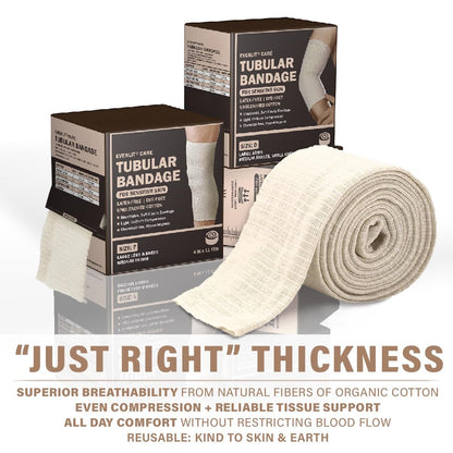 EVERLIT 560D Baumwollgemisch Elastische Tubular-Stützbandage | Latexfrei, Extra Dick, Atmungsaktiv für Handgelenk und Hand | Mittlere bis Hohe Kompression für Empfindliche Haut (Größe C: 7 cm x 10 m)