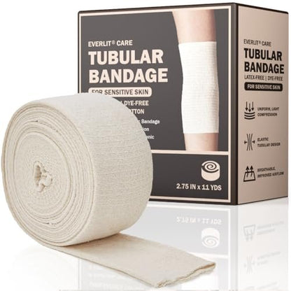 EVERLIT 560D Baumwollgemisch Elastische Tubular-Stützbandage | Latexfrei, Extra Dick, Atmungsaktiv für Handgelenk und Hand | Mittlere bis Hohe Kompression für Empfindliche Haut (Größe C: 7 cm x 10 m)