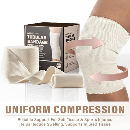 EVERLIT 560D Baumwollgemisch Elastische Tubular-Stützbandage | Latexfrei, Extra Dick, Atmungsaktiv für Handgelenk und Hand | Mittlere bis Hohe Kompression für Empfindliche Haut (Größe C: 7 cm x 10 m)