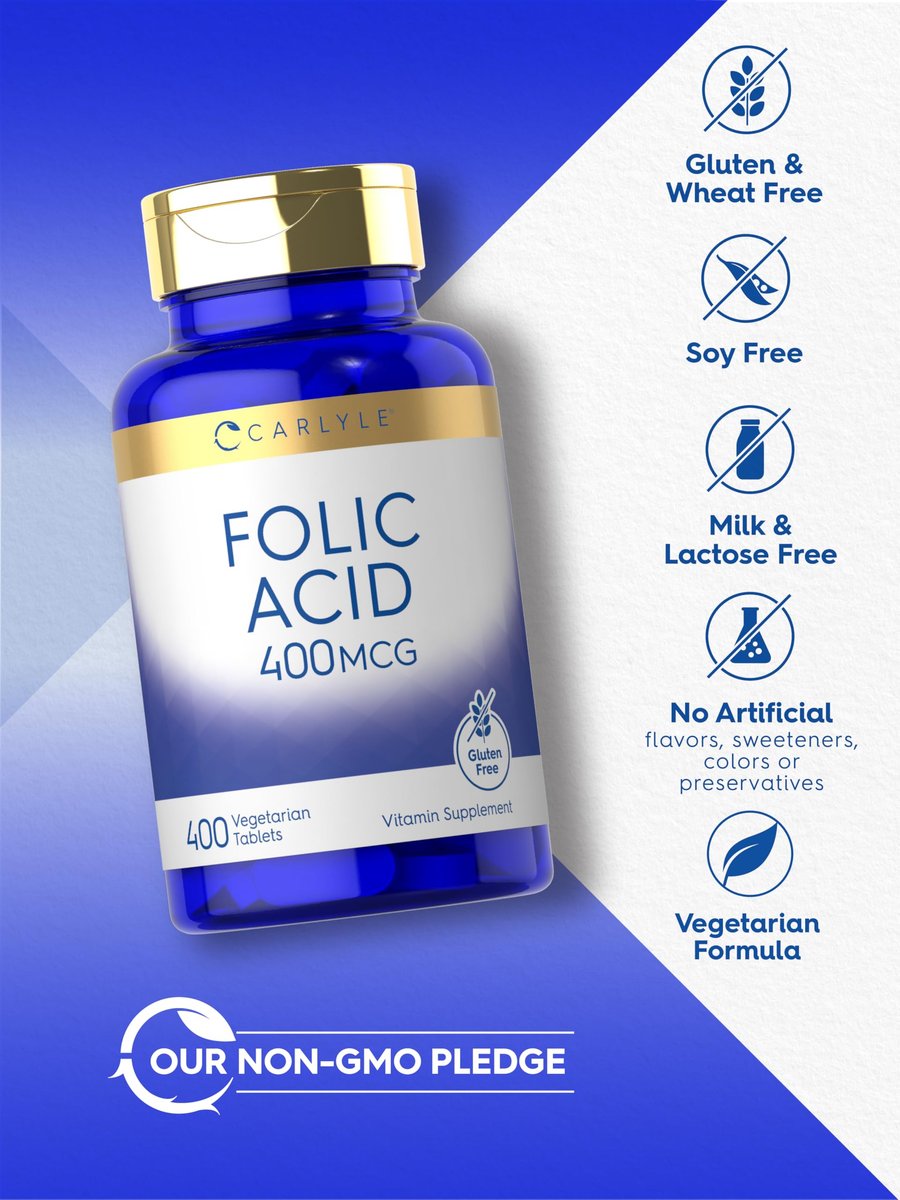 Carlyle Folsäure 400 mcg | 400 Tabletten | Vegetarisch, Nicht-GVO, Glutenfrei