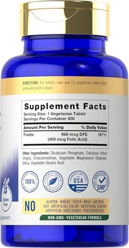 Carlyle Folsäure 400 mcg | 400 Tabletten | Vegetarisch, Nicht-GVO, Glutenfrei