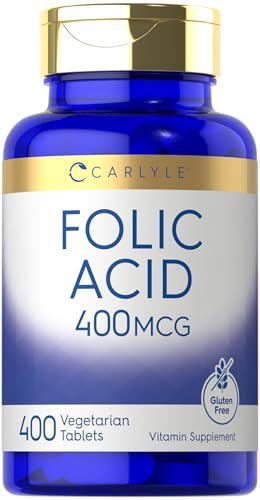Carlyle Folsäure 400 mcg | 400 Tabletten | Vegetarisch, Nicht-GVO, Glutenfrei