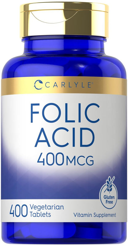 Carlyle Folsäure 400 mcg | 400 Tabletten | Vegetarisch, Nicht-GVO, Glutenfrei