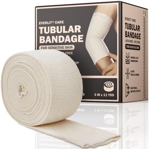 EVERLIT 560D Baumwoll-Elastik-Binde | Latexfrei, extra dick, atmungsaktiv | moderate bis hohe Kompression für empfindliche Haut | Größe D 3" x 11 yd