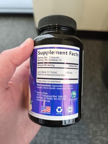 Löwenmähne Kapseln - 1000 mg pro Portion - Extra starke Lion’s Mane Pilz - Superfood für natürliche Gedächtnis-, Fokus-, Gehirn- und Immununterstützung - Hergestellt in USA - 120 Kapseln