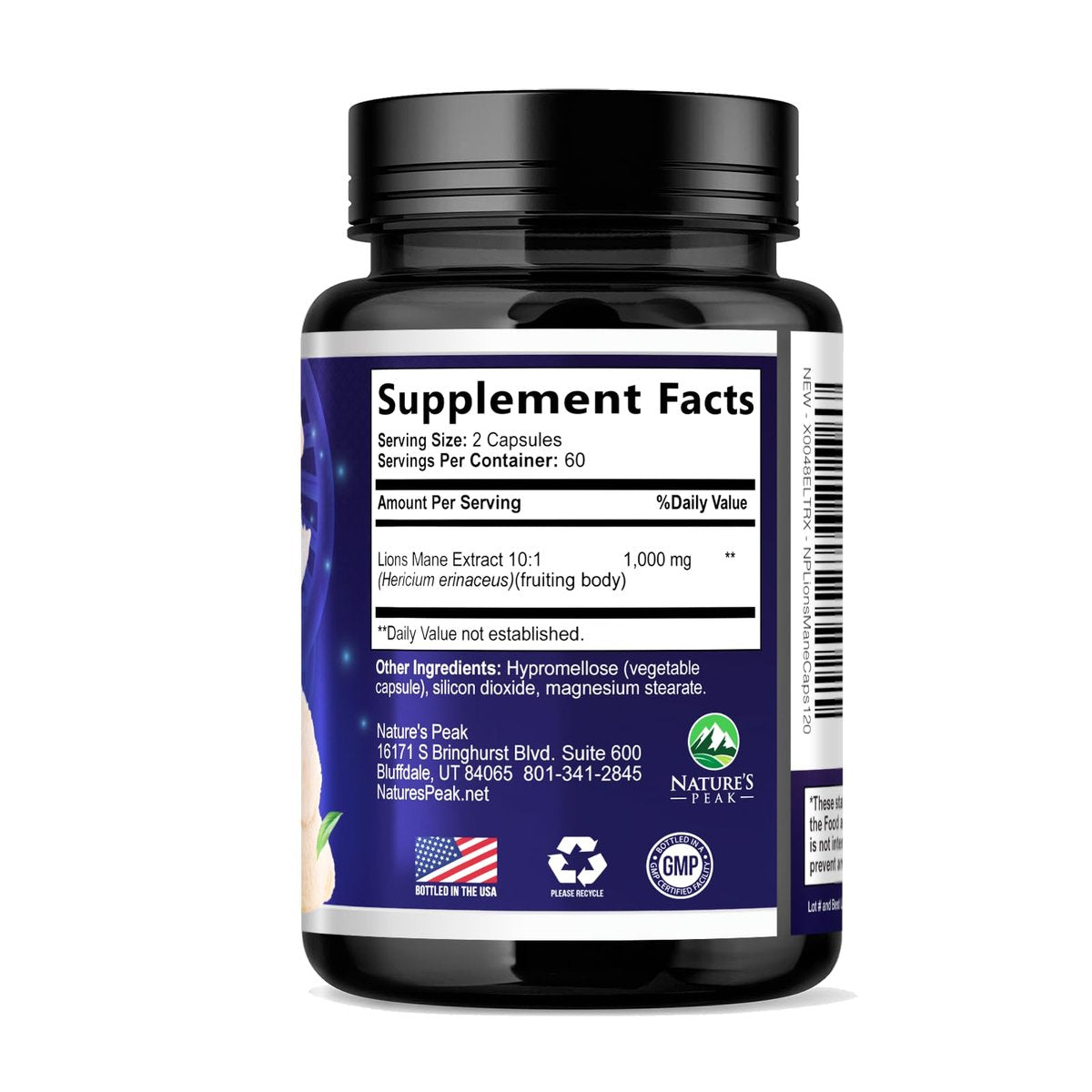 Löwenmähne Kapseln - 1000 mg pro Portion - Extra starke Lion’s Mane Pilz - Superfood für natürliche Gedächtnis-, Fokus-, Gehirn- und Immununterstützung - Hergestellt in USA - 120 Kapseln