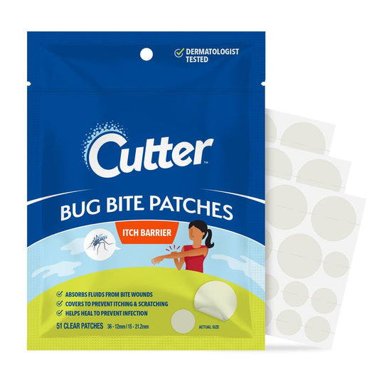 Cutter Mückenstich-Pflaster Hydrokolloid-Pflaster für Kinder & Erwachsene, 51 Stück – Saugt Flüssigkeit auf, Fördert Heilung, Verhindert Kratzen, Alternative zu Hydrocortison & Saugwerkzeug
