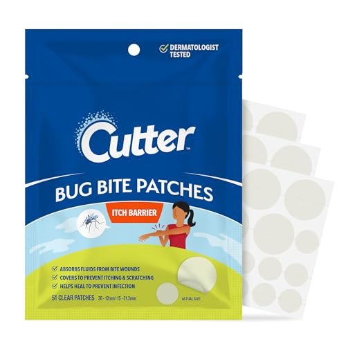 Cutter Mückenstich-Pflaster Hydrokolloid-Pflaster für Kinder & Erwachsene, 51 Stück – Saugt Flüssigkeit auf, Fördert Heilung, Verhindert Kratzen, Alternative zu Hydrocortison & Saugwerkzeug