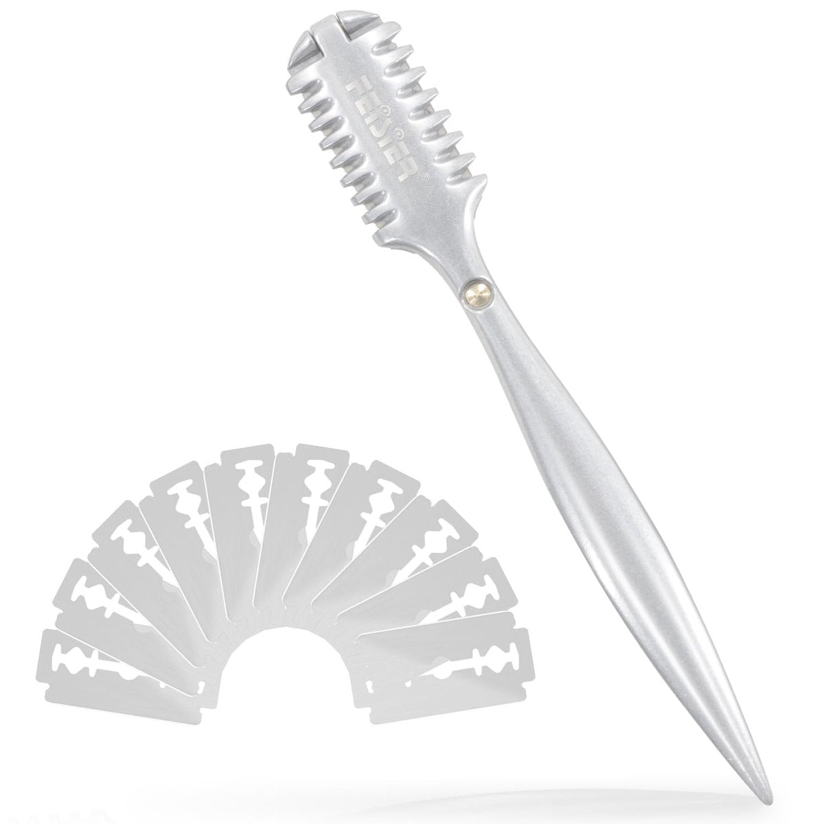 FEISIER Aluminium Doppelklingen-Haarschnittkamm mit 10 Klingen – Haartexturier-Schneidekamm für dünnes und dickes Haar