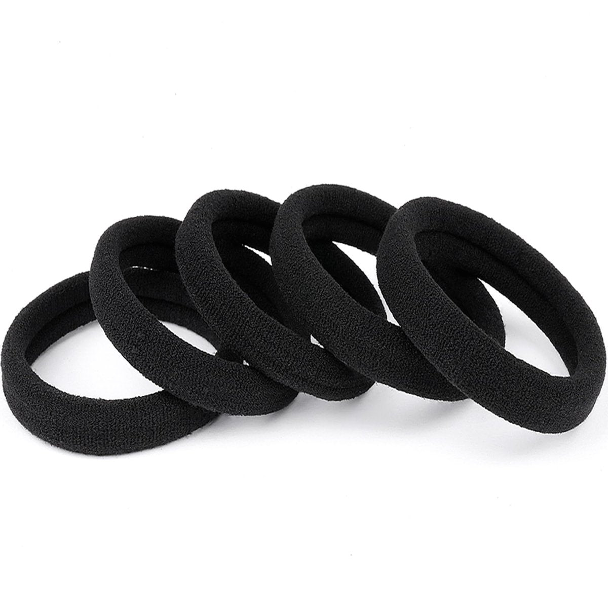 Ayogost Schwarze Haargummis – 100 Stück, extra dicke elastische Haarbänder, großer Ponytail-Halter für Frauen, Mädchen, dickes und lockiges Haar – keine Schäden, kein Ziehen