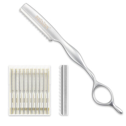 FEISIER Edelstahl Haarschnitt-Rasierer zum Ausdünnen der Haare, Texturier-Rasierer für Salon und Zuhause, inklusive 10 scharfer Klingen