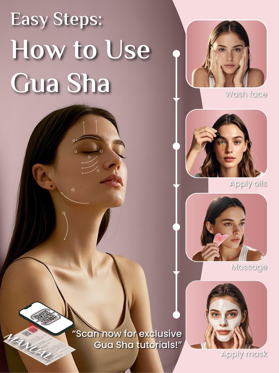 Rena Chris Gua Sha Gesichtswerkzeug aus Rosenquarz – Guasha Massagegerät für Gesichtsformung und Schwellungsreduktion mit Silikonhülle (Rosarot)
