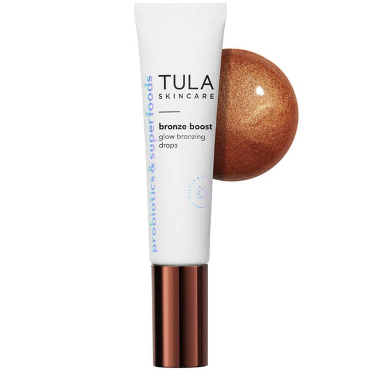 TULA Skin Care Bronze Boost Glow Bronzing Drops – Natürlicher Glow, ebenmäßiger Teint, Feuchtigkeit und Fülle mit Niacinamid, Hyaluronsäure und grünem Tee, 30 ml