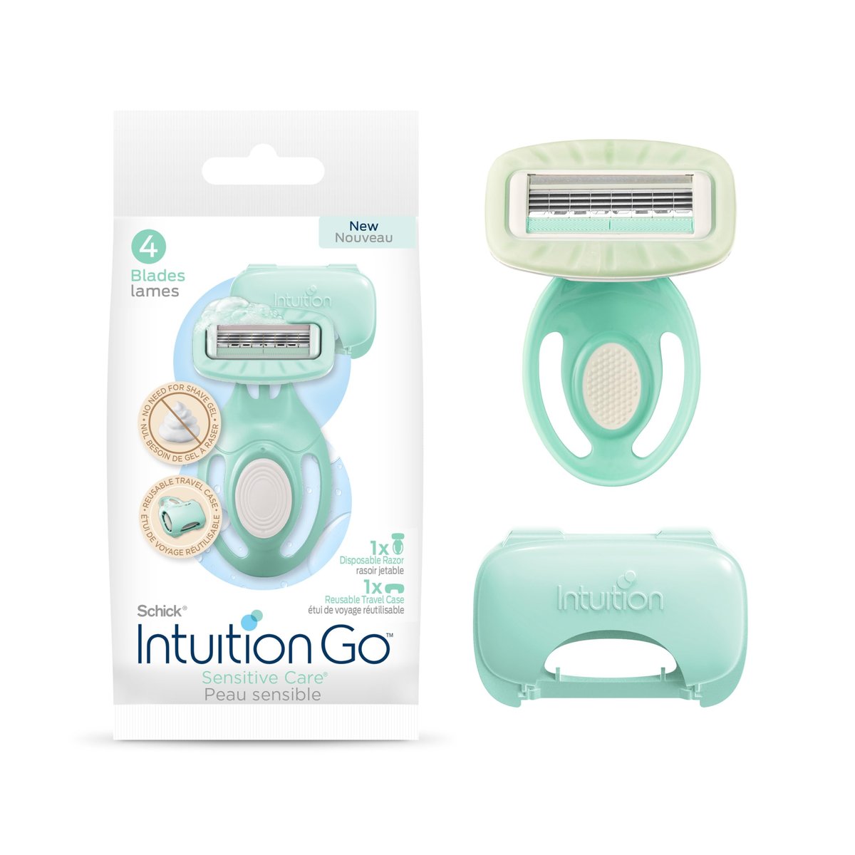 Schick Intuition Go Einwegrasierer für empfindliche Haut, 1 Stück, Damenrasierer mit organischer Aloe, Reiserasierer | Geschenkidee