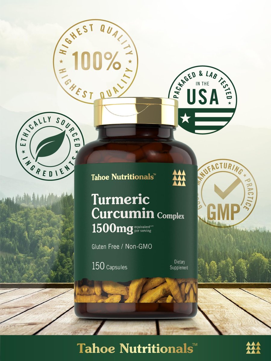 Tahoe Nutritionals Kurkuma Curcumin Komplex | 150 Kapseln | Mit Schwarzem Pfeffer | Non-GMO & Glutenfrei