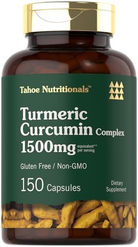 Tahoe Nutritionals Kurkuma Curcumin Komplex | 150 Kapseln | Mit Schwarzem Pfeffer | Non-GMO & Glutenfrei