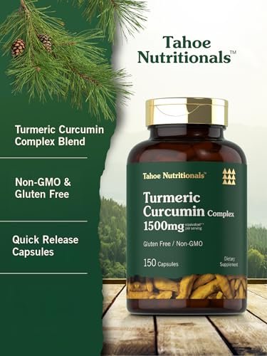 Tahoe Nutritionals Kurkuma Curcumin Komplex | 150 Kapseln | Mit Schwarzem Pfeffer | Non-GMO & Glutenfrei