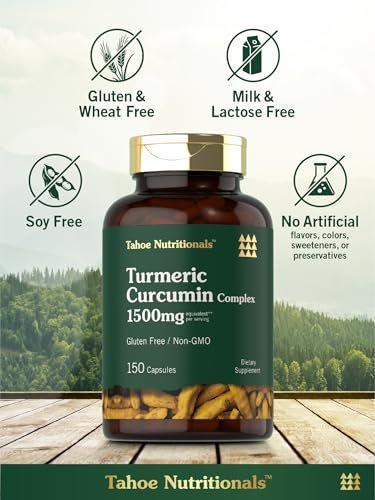 Tahoe Nutritionals Kurkuma Curcumin Komplex | 150 Kapseln | Mit Schwarzem Pfeffer | Non-GMO & Glutenfrei