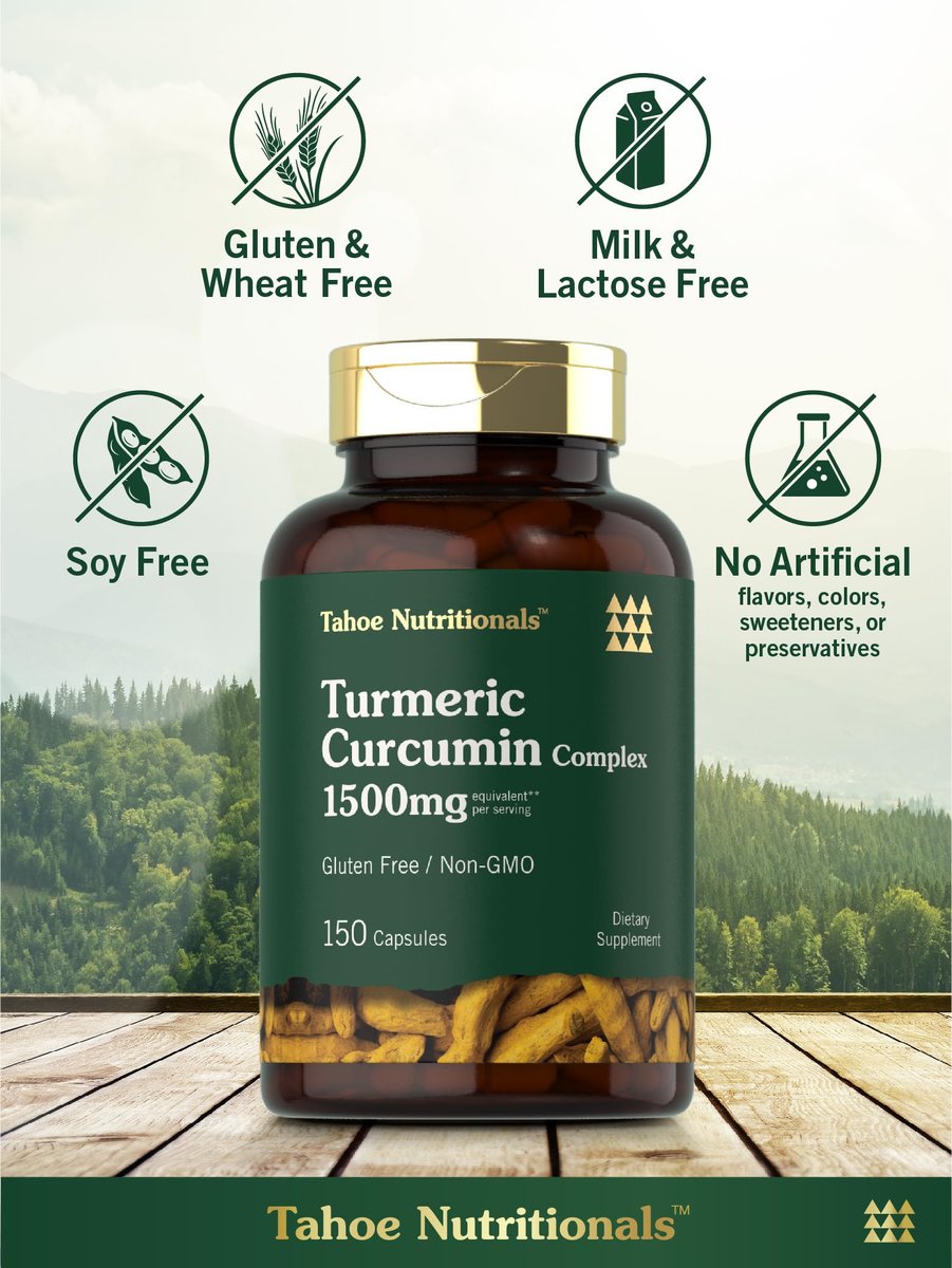 Tahoe Nutritionals Kurkuma Curcumin Komplex | 150 Kapseln | Mit Schwarzem Pfeffer | Non-GMO & Glutenfrei