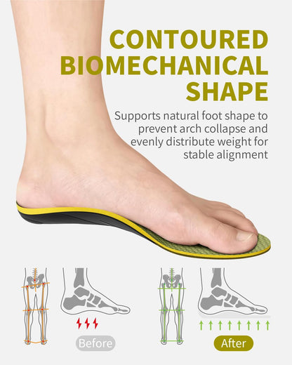 WalkHero Schwerlast-Gewölbestützeinlagen für Herren und Damen – 220+ lbs Plantarfasziitis-Einlagen für flache Füße, orthopädische Schuheinlagen für den ganzen Tag Stehen oder tägliches Gehen, Herren 11-11,5 | Damen 13-13,5