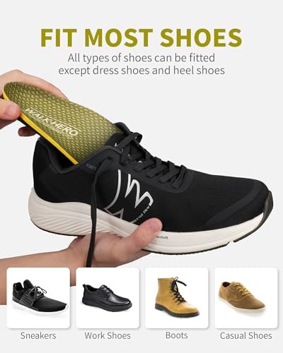 WalkHero Schwerlast-Gewölbestützeinlagen für Herren und Damen – 220+ lbs Plantarfasziitis-Einlagen für flache Füße, orthopädische Schuheinlagen für den ganzen Tag Stehen oder tägliches Gehen, Herren 11-11,5 | Damen 13-13,5